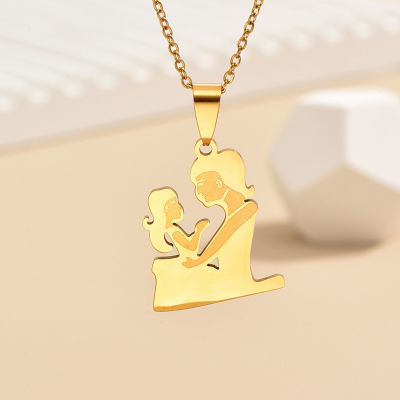 IG Style MAMA Simple Style Human Stainless Steel Alloy Mother'S Day Women's Pendant Necklace display picture 1