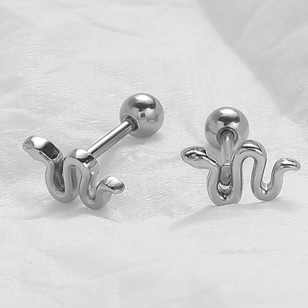 1 Pair Simple Style Snake Polishing Stainless Steel Ear Studs display picture 3