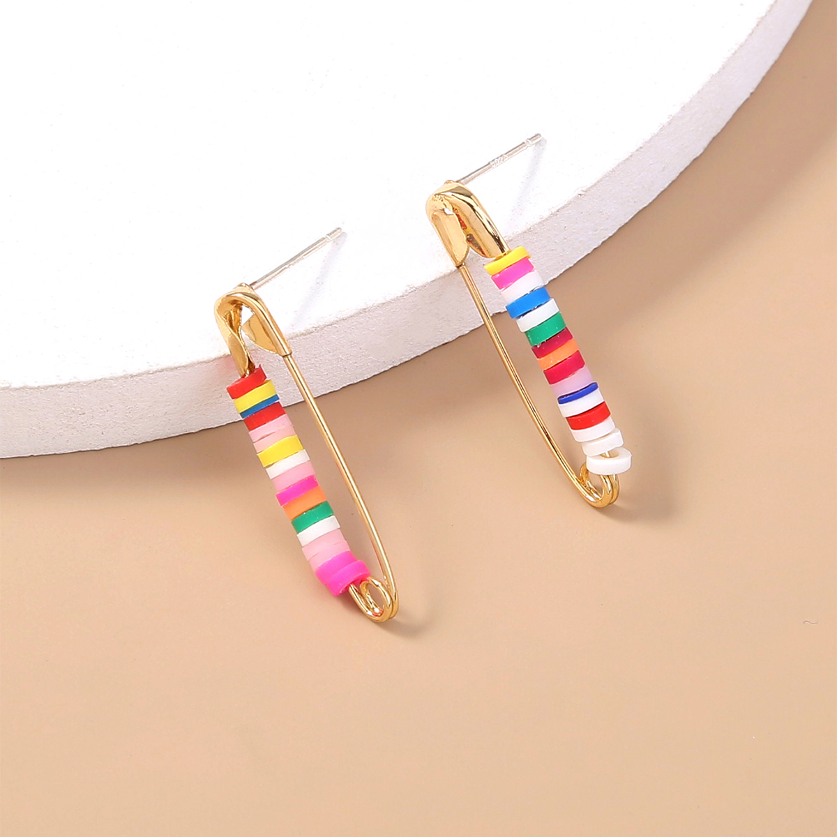 1 Pair Vacation Beach C Shape Pin Beaded Soft Clay Ear Studs display picture 4