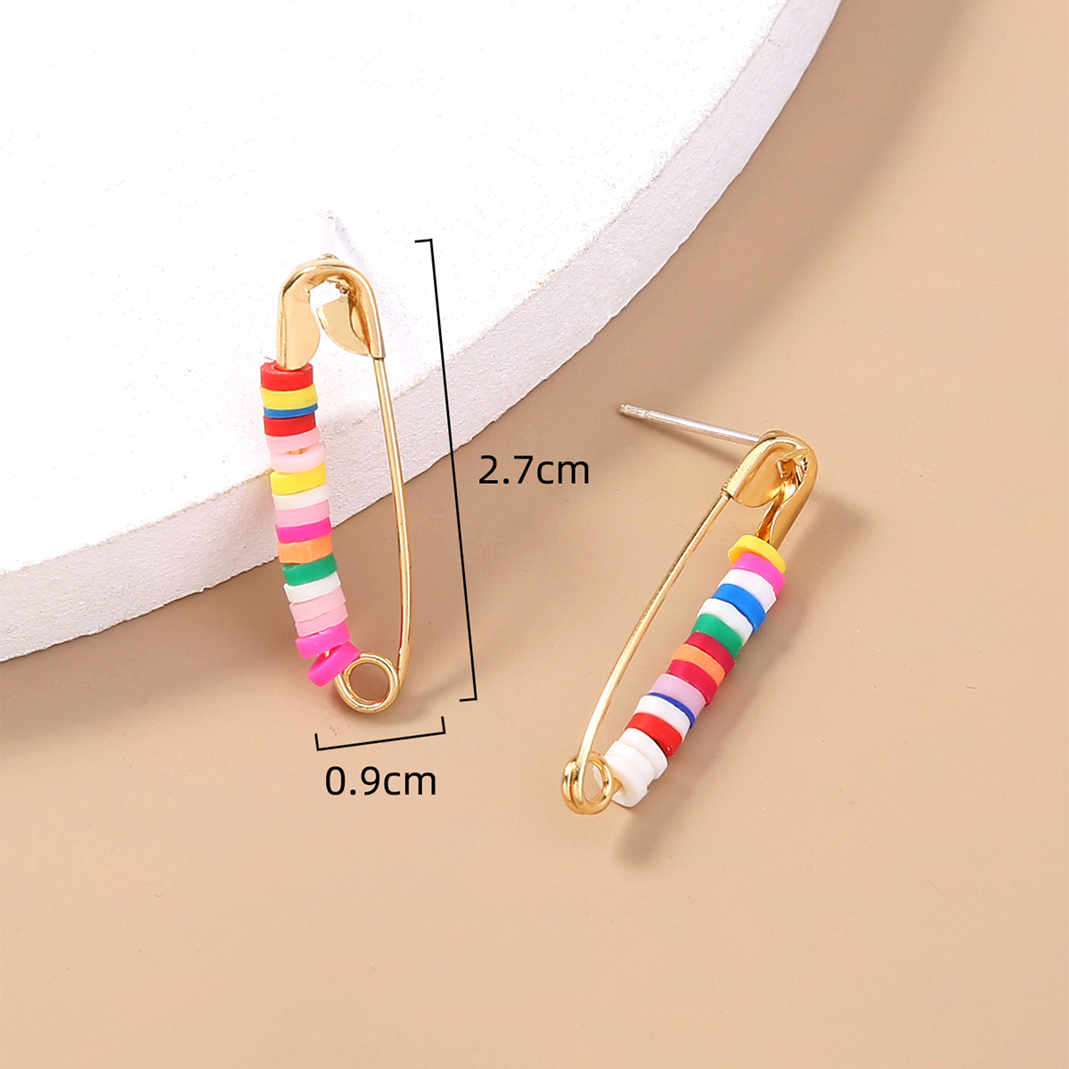 1 Pair Vacation Beach C Shape Pin Beaded Soft Clay Ear Studs display picture 5