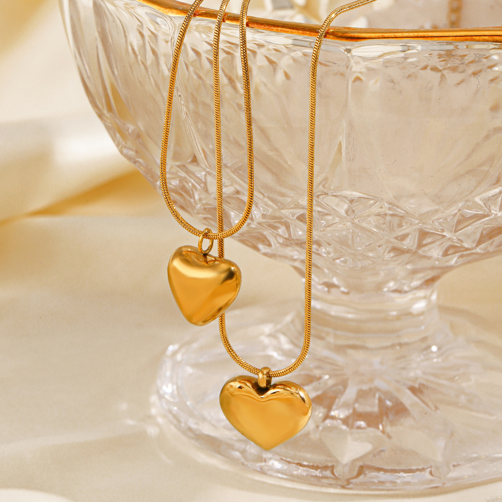 Acero Inoxidable 304 Chapados en oro de 18k Estilo Simple Forma De Corazón Collar Colgante display picture 4
