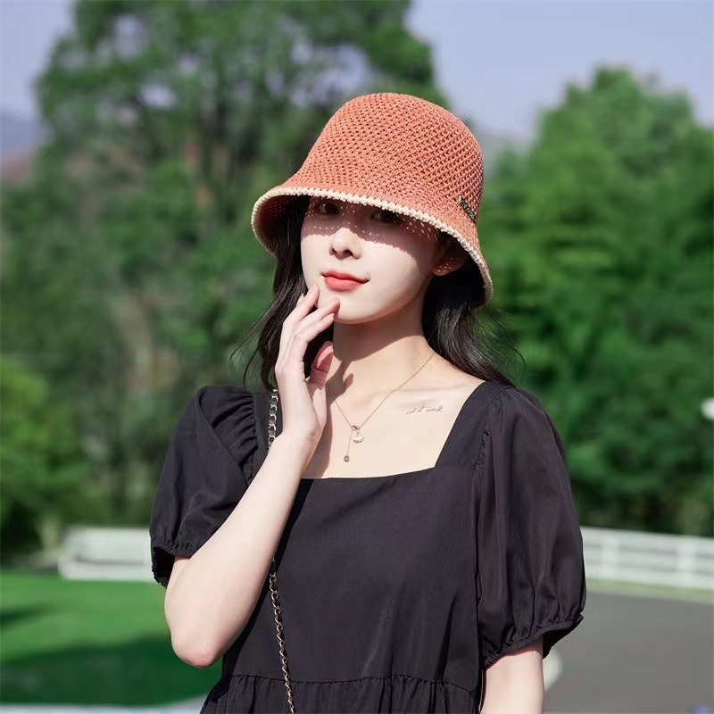 Women's Casual Solid Color Hollow Out Wide Eaves Bucket Hat display picture 2