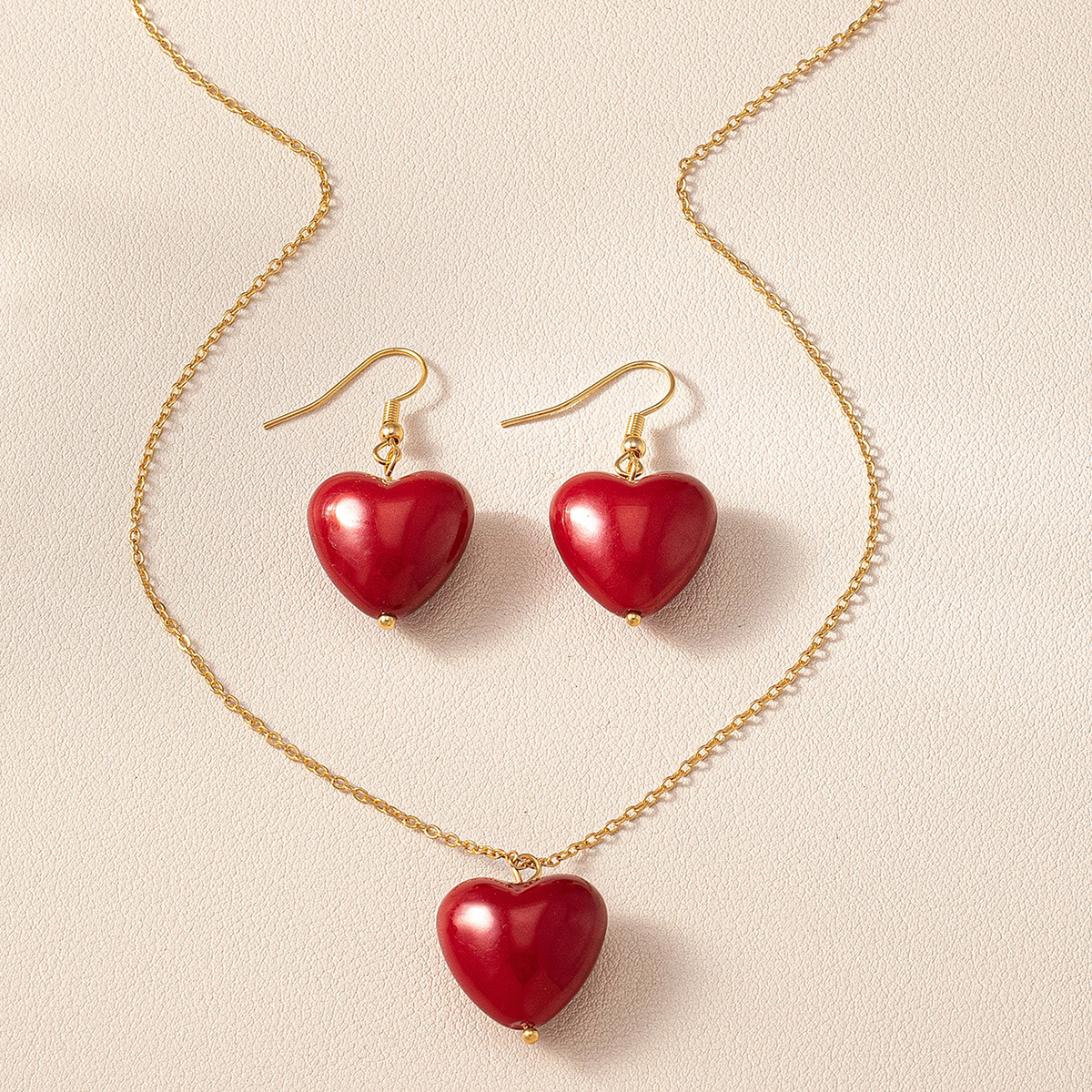 Sweet Classic Style Commute Heart Shape Plastic Ferroalloy Women's Jewelry Set display picture 4