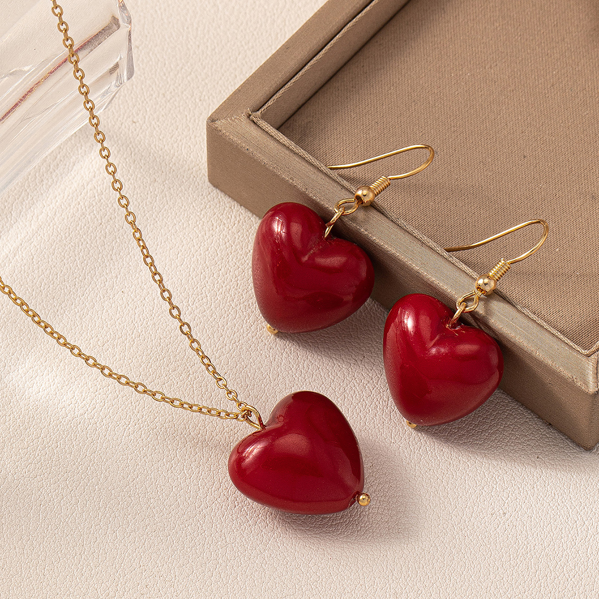 Sweet Classic Style Commute Heart Shape Plastic Ferroalloy Women's Jewelry Set display picture 3