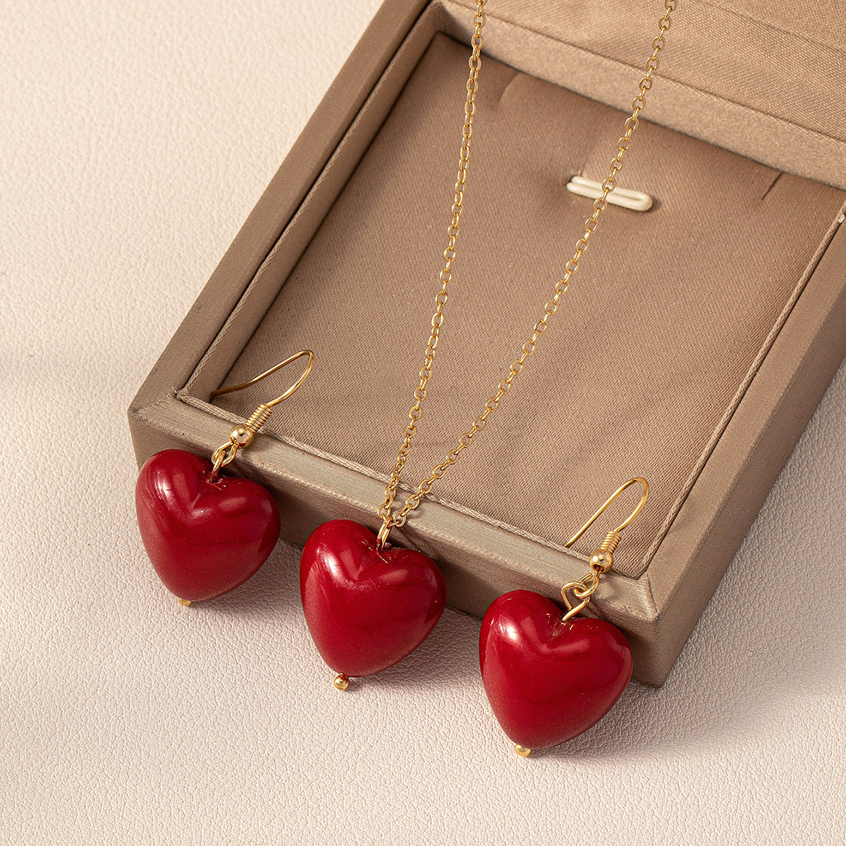Sweet Classic Style Commute Heart Shape Plastic Ferroalloy Women's Jewelry Set display picture 2
