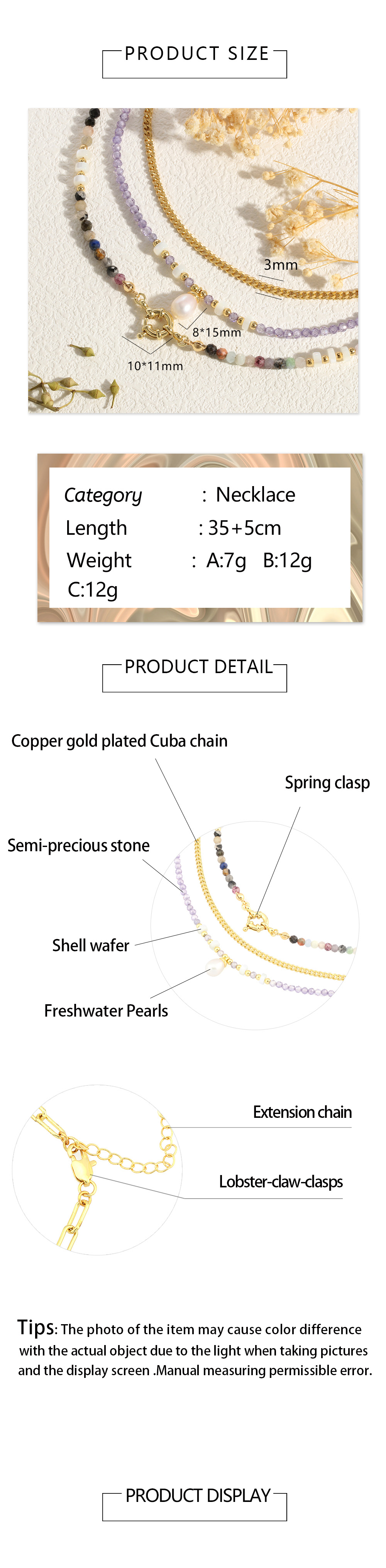 Süßwasserperle Stein Kupfer 18 Karat Vergoldet IG-Stil Süss Einfacher Stil Geometrisch Perlen Halskette display picture 1