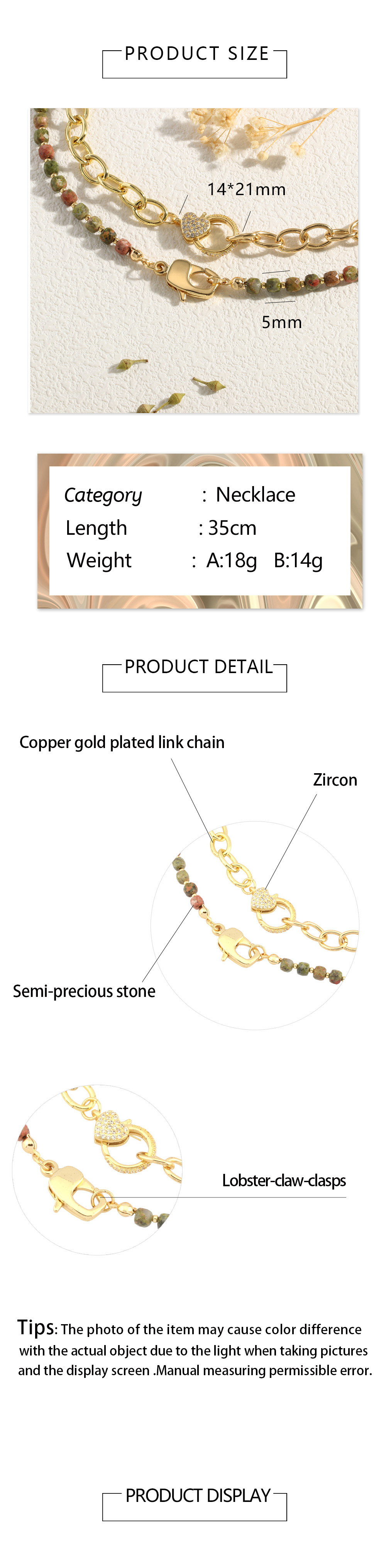 Stone Copper 18K Gold Plated IG Style Handmade Commute Geometric Heart Shape Beaded Inlay Zircon Necklace display picture 1