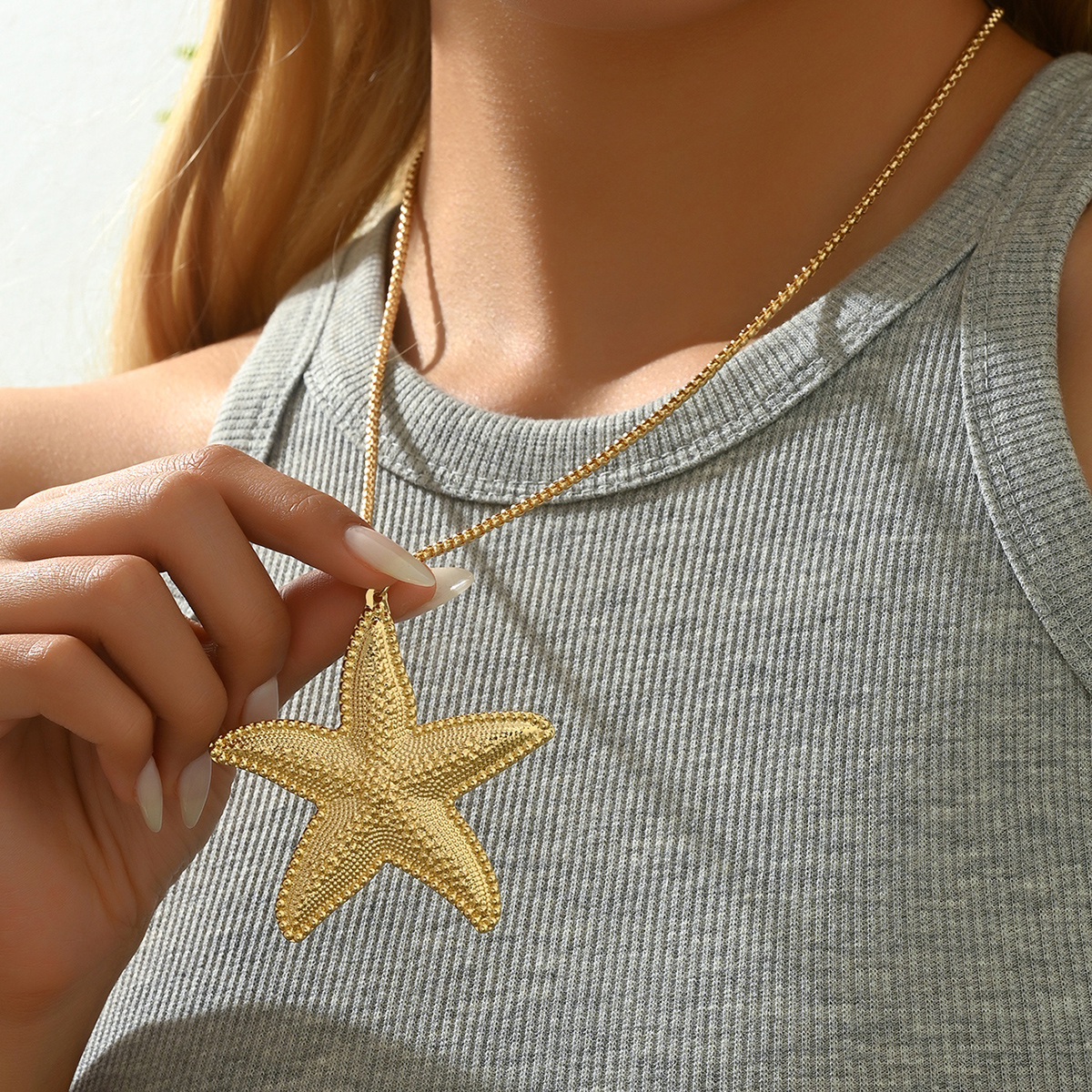 Wholesale Jewelry Vintage Style Exaggerated Starfish Alloy Iron Zinc Pendant Necklace display picture 1