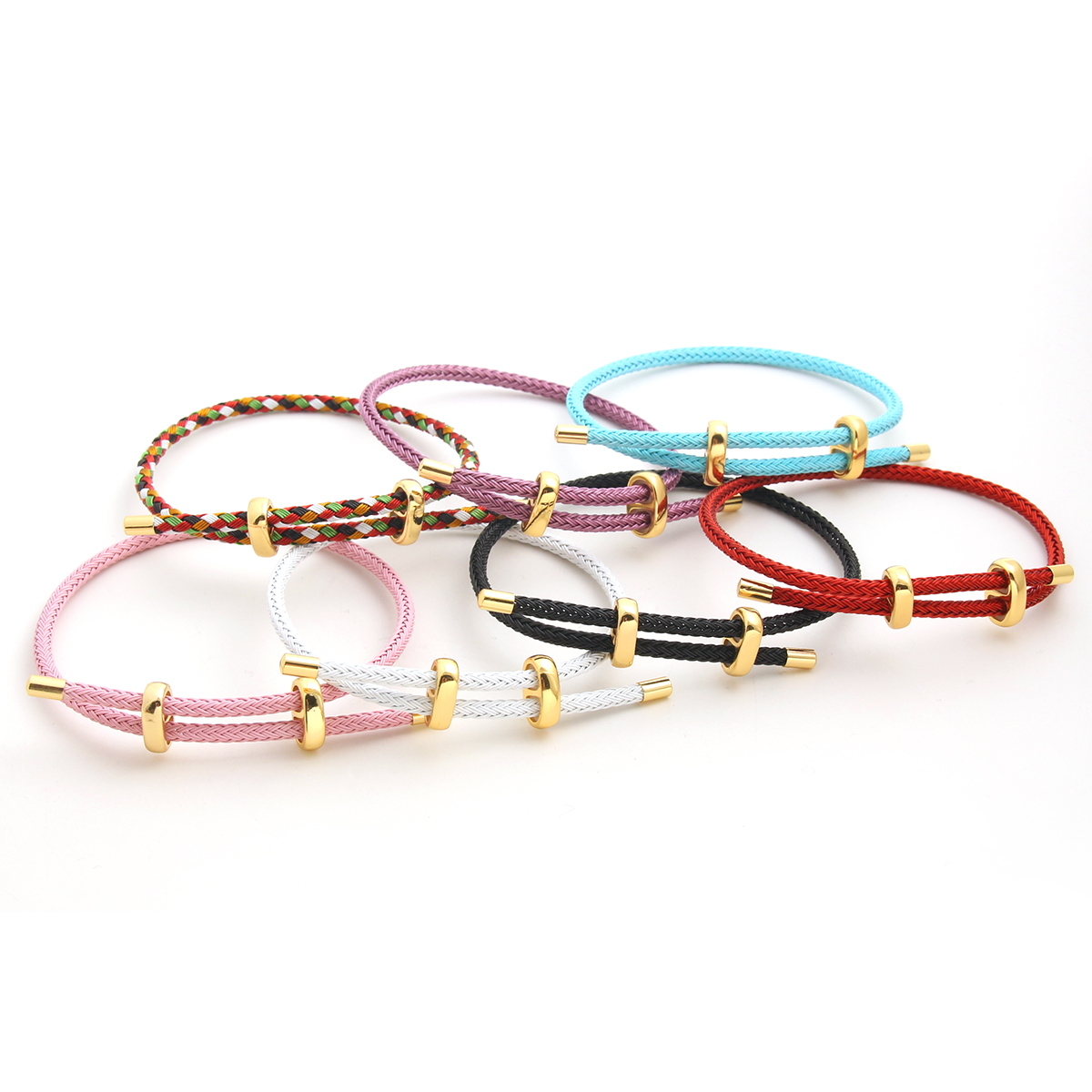 Hip-Hop Simple Style Color Block Wire Rope Copper Buckle Women's Wristband display picture 7