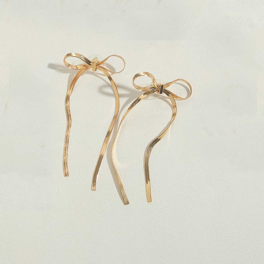 1 Pair Vintage Style Simple Style Commute Bow Knot Copper 14K Gold Plated Drop Earrings display picture 8