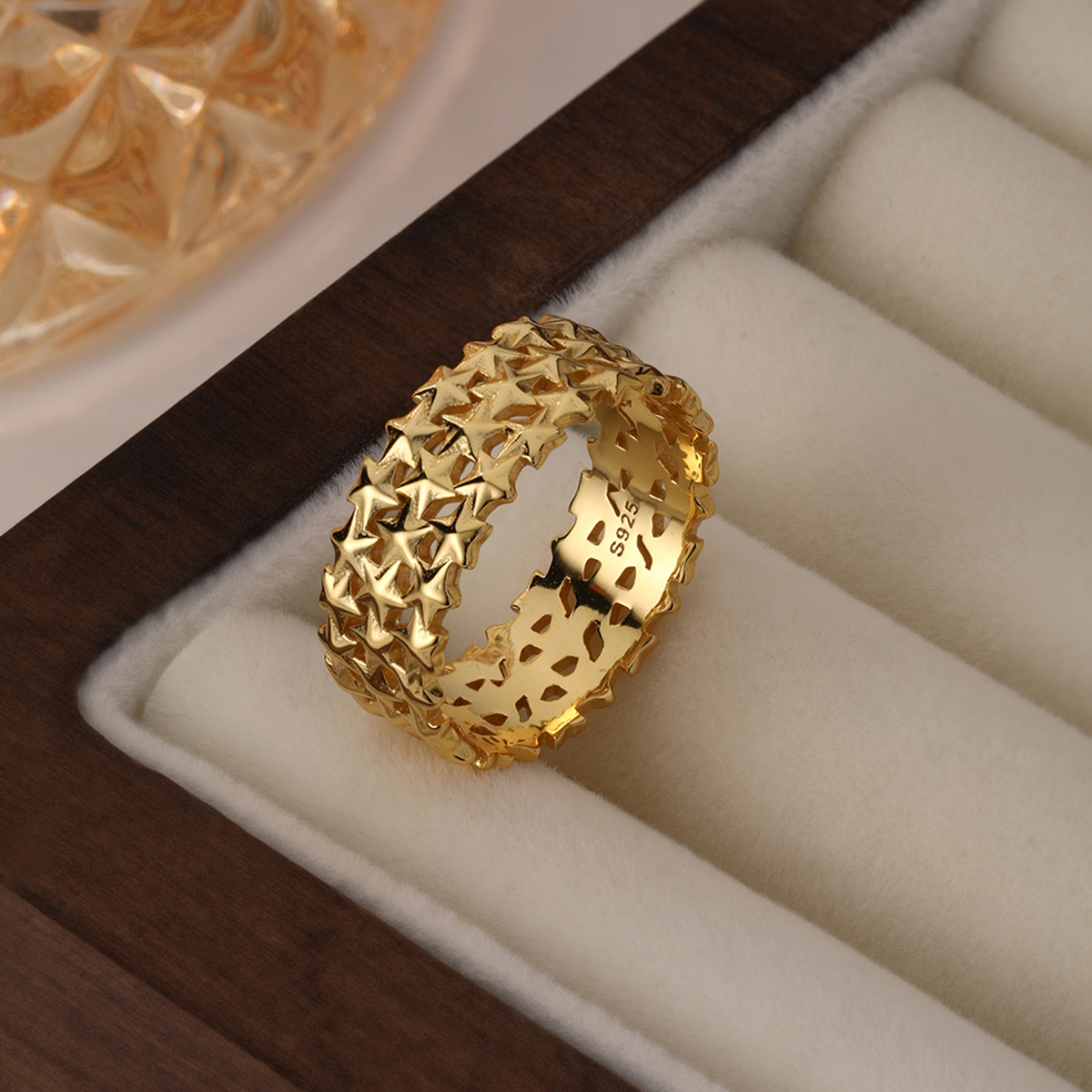 Sterling Silber Weißgold Plattiert Vergoldet Elegant Glam Luxuriös Stern Ringe display picture 3