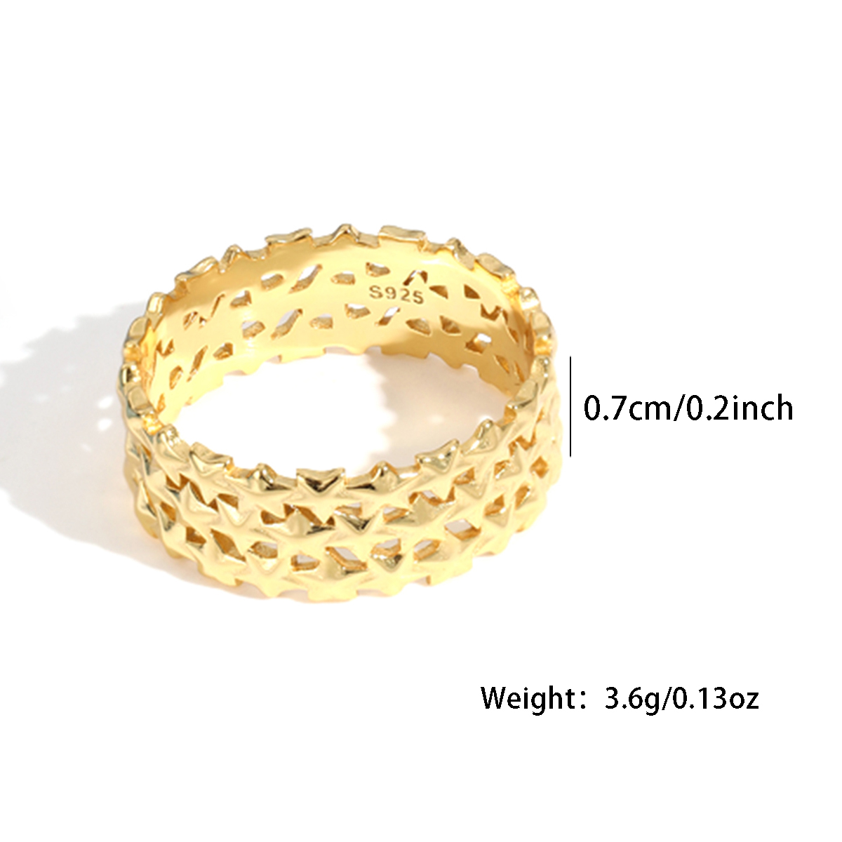 Sterling Silver White Gold Plated Gold Plated Elegant Glam Luxurious Star Rings display picture 1