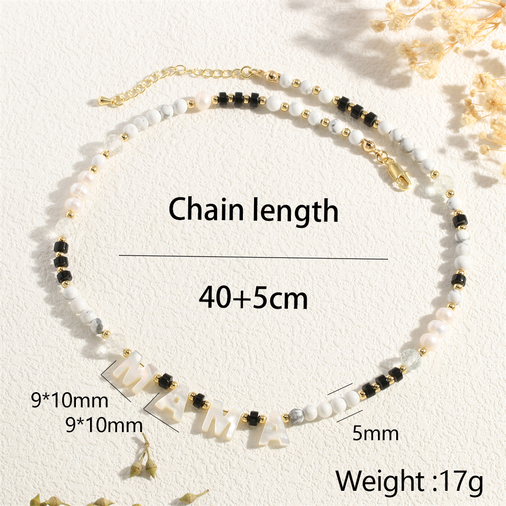 Stein Kupfer 18 Karat Vergoldet IG-Stil MAMA Einfacher Stil Buchstabe Perlen Halskette display picture 9