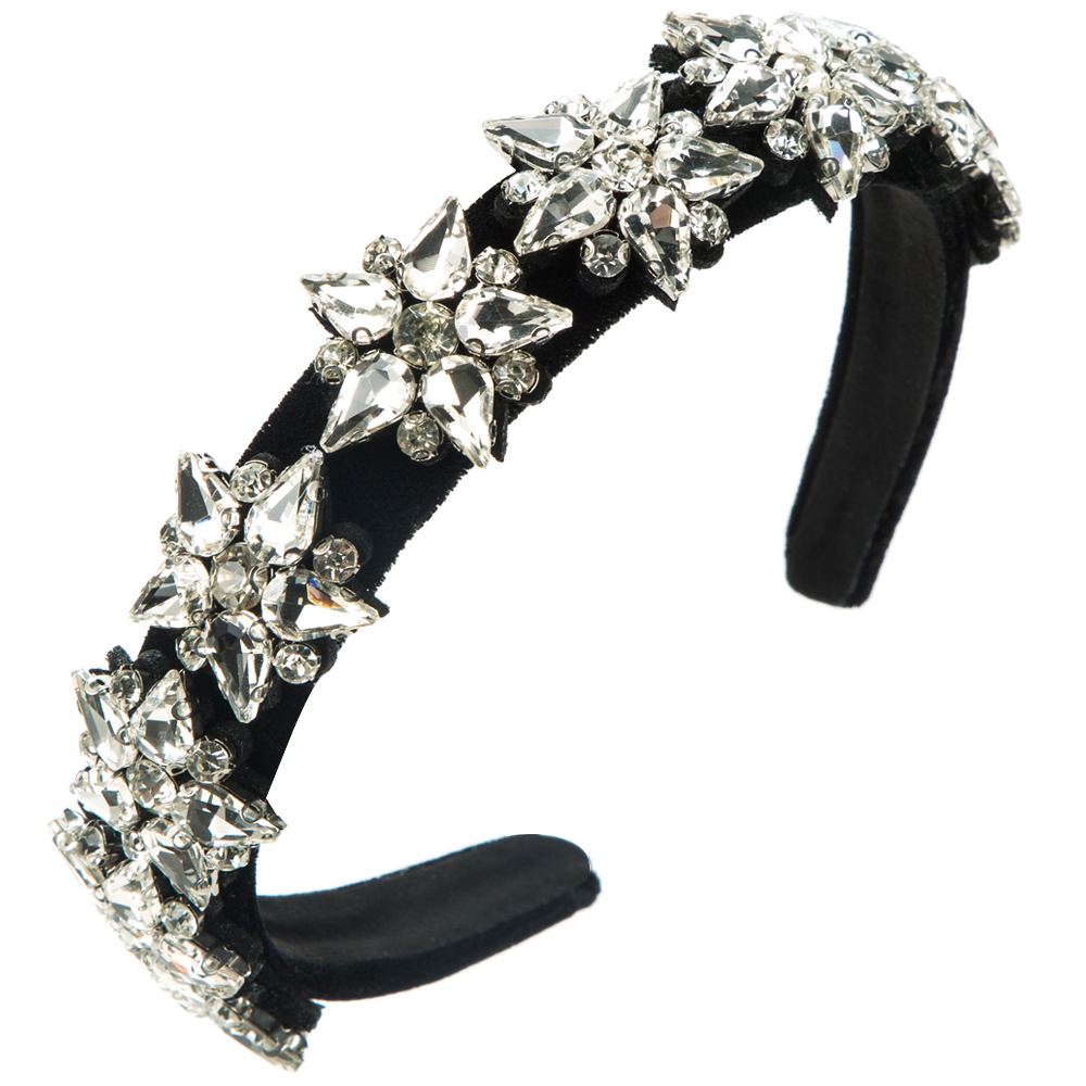 Women's Elegant Luxurious Flower Cloth Inlay Rhinestones Glass Drill Hair Band display picture 7