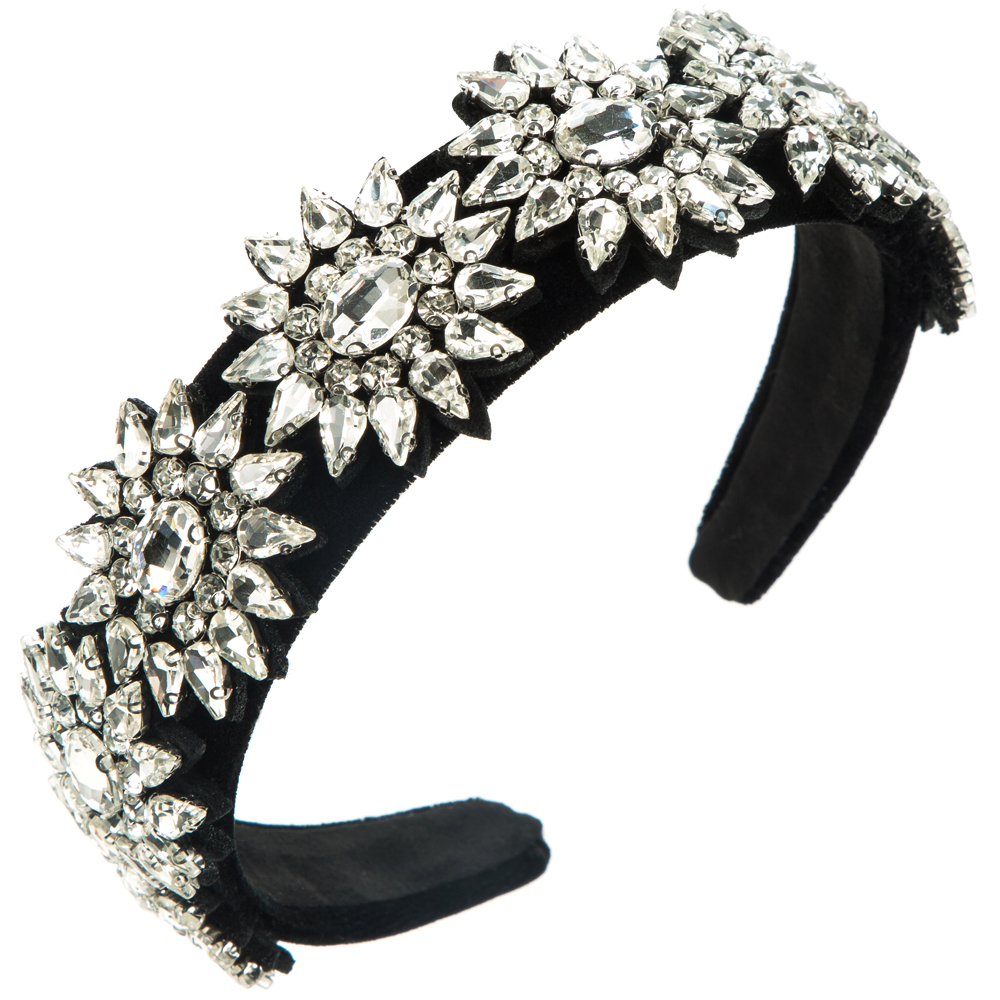 Women's Elegant Luxurious Flower Cloth Inlay Rhinestones Glass Drill Hair Band display picture 6