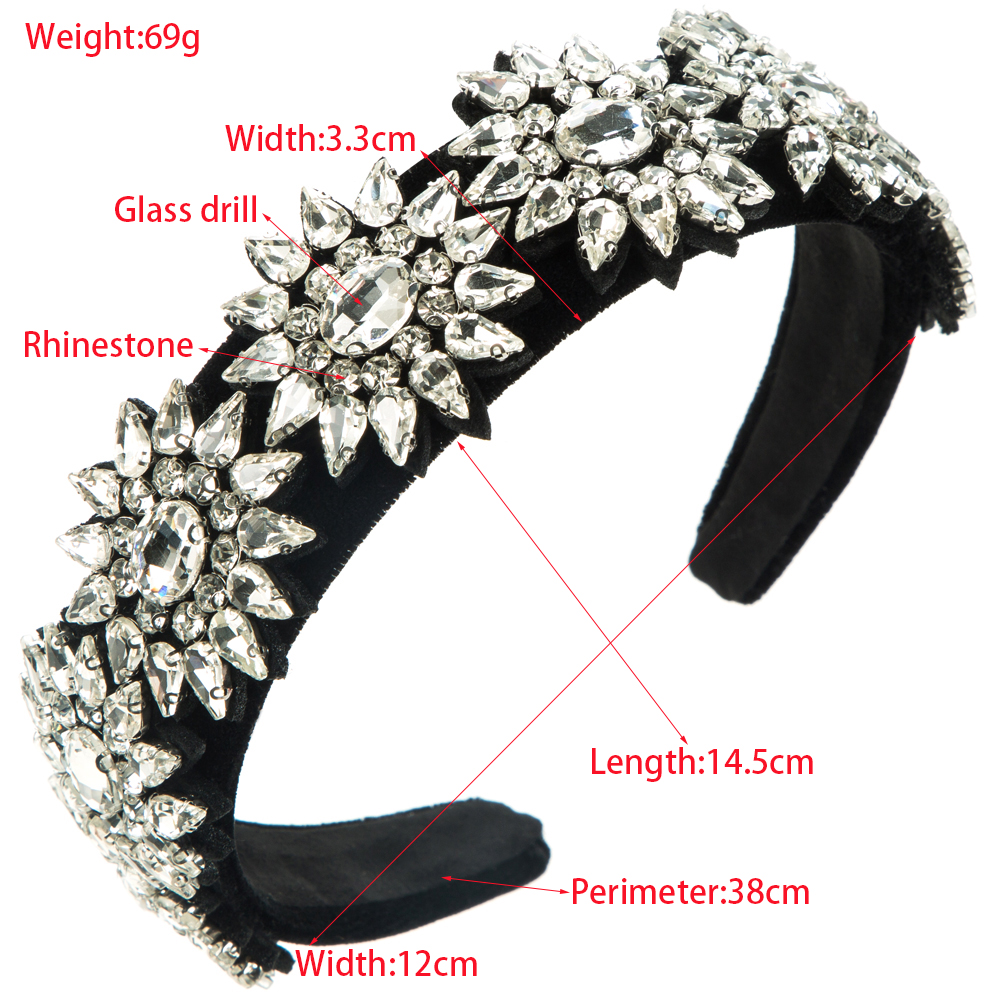 Women's Elegant Luxurious Flower Cloth Inlay Rhinestones Glass Drill Hair Band display picture 1