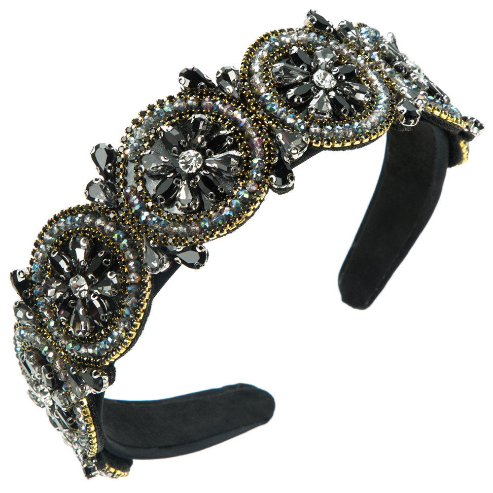 Women's Elegant Luxurious Flower Cloth Inlay Artificial Crystal Rhinestones Glass Drill Hair Band display picture 5