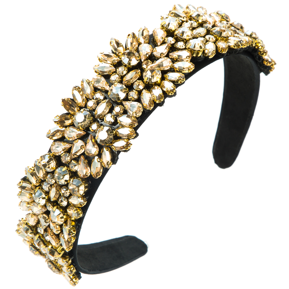Women's Elegant Luxurious Flower Cloth Inlay Rhinestones Glass Drill Hair Band display picture 6