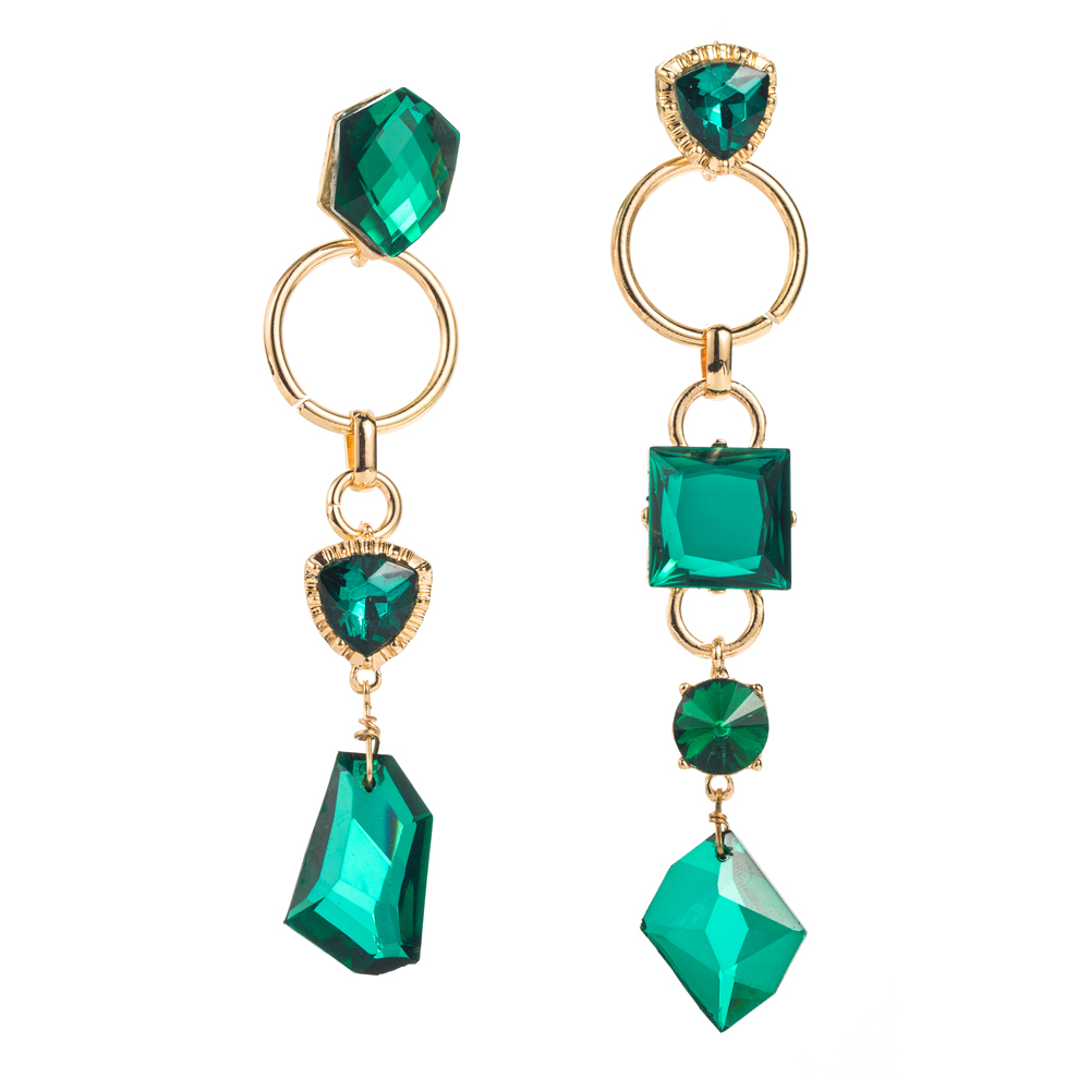 1 Pair Elegant Luxurious Geometric Hollow Out Inlay Alloy Glass Drill Gold Plated Drop Earrings display picture 8