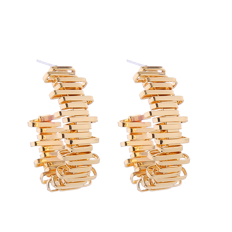 1 Pair Elegant Luxurious Simple Style C Shape U Shape Solid Color Alloy Gold Plated Silver Plated Earrings display picture 8
