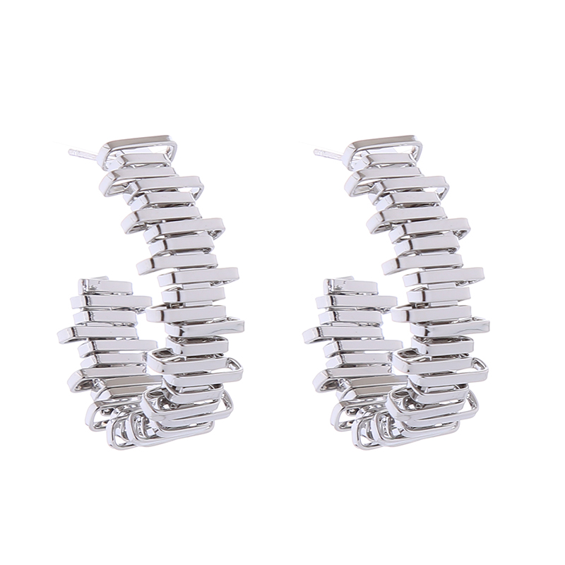 1 Pair Elegant Luxurious Simple Style C Shape U Shape Solid Color Alloy Gold Plated Silver Plated Earrings display picture 9