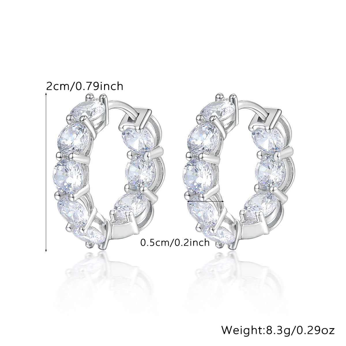 1 Paar Luxuriös Glänzend Geometrisch Inlay Sterling Silber Künstlicher Diamant Weißgold Plattiert Ohrringe display picture 1