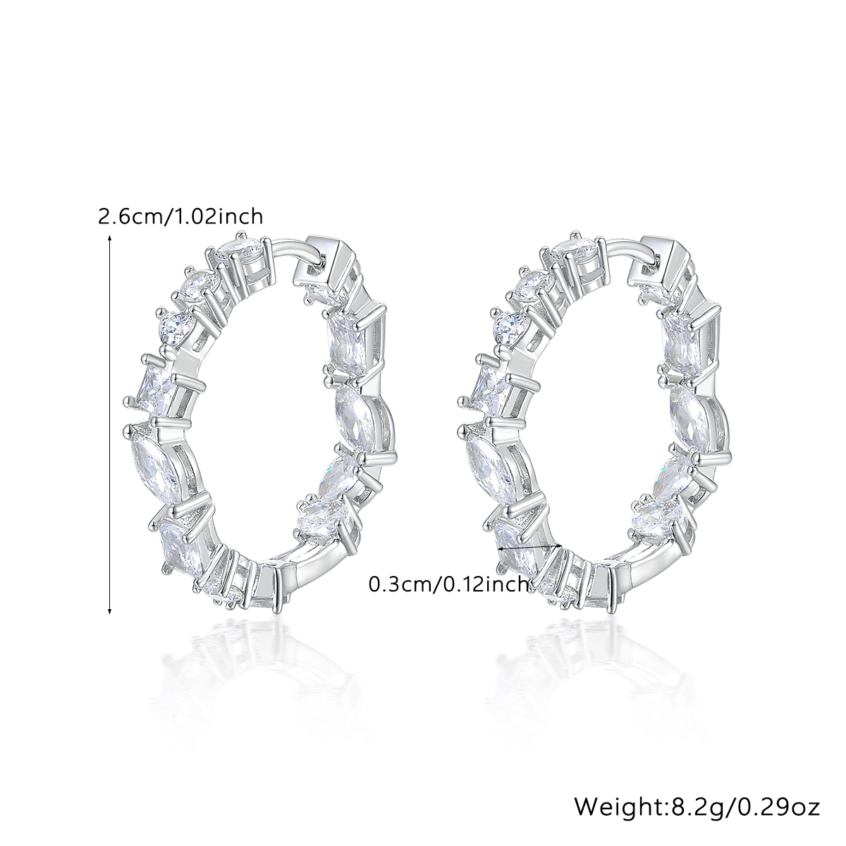 1 Paar Luxuriös Glänzend Geometrisch Inlay Sterling Silber Künstlicher Diamant Weißgold Plattiert Ohrringe display picture 2