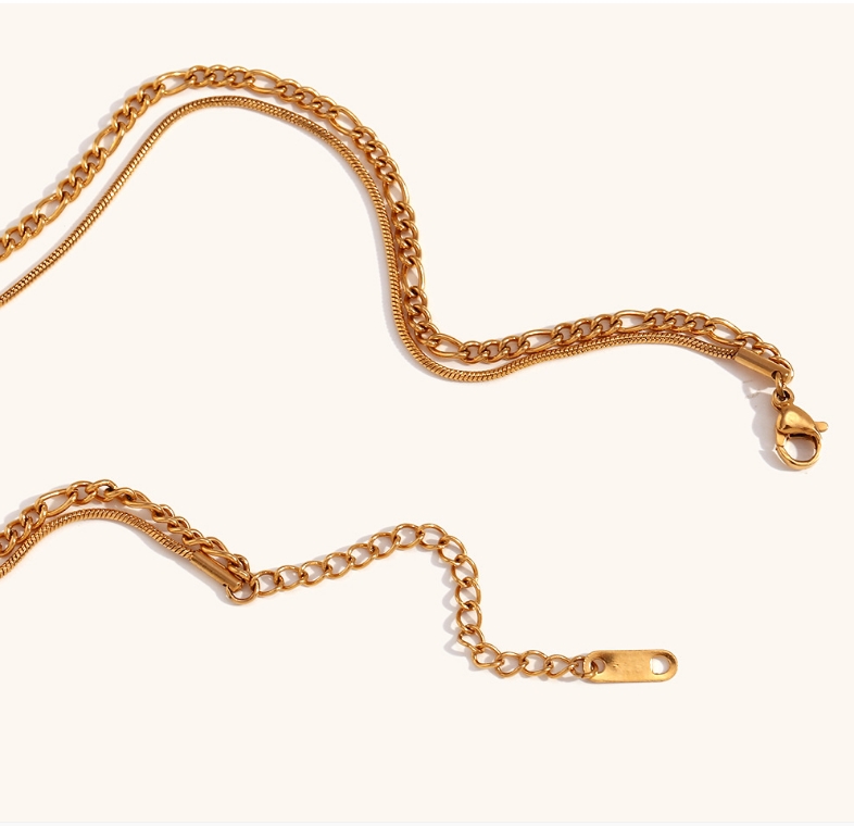 Titan Stahl 18 Karat Vergoldet Elegant Einfacher Stil Einfarbig Doppellagige Halsketten display picture 5
