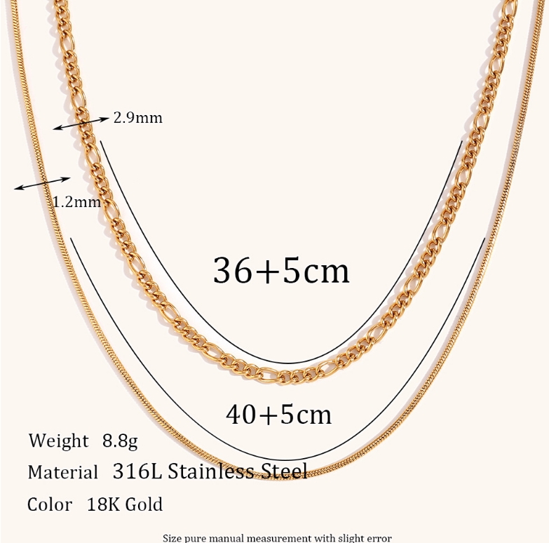 Titan Stahl 18 Karat Vergoldet Elegant Einfacher Stil Einfarbig Doppellagige Halsketten display picture 3