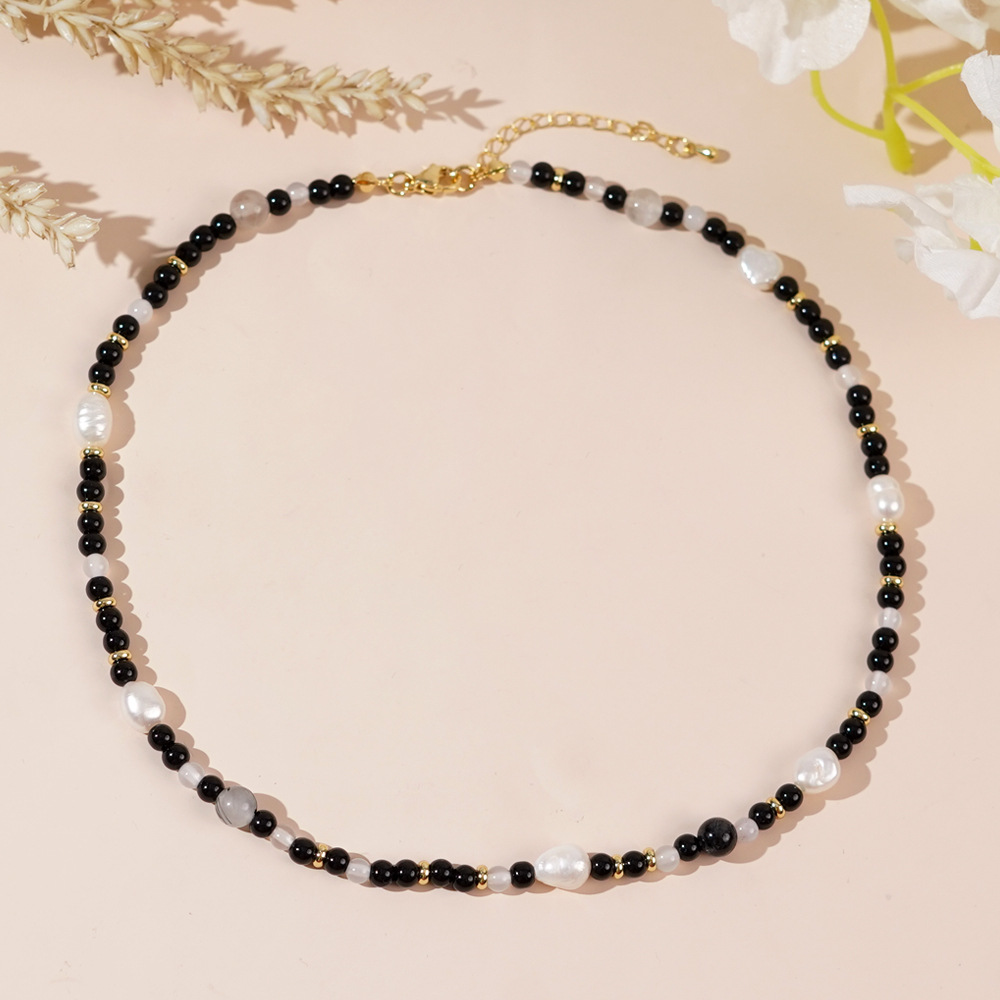 Bohemian Geometric Color Block Baroque Pearls Mixed Materials Women's Necklace display picture 4