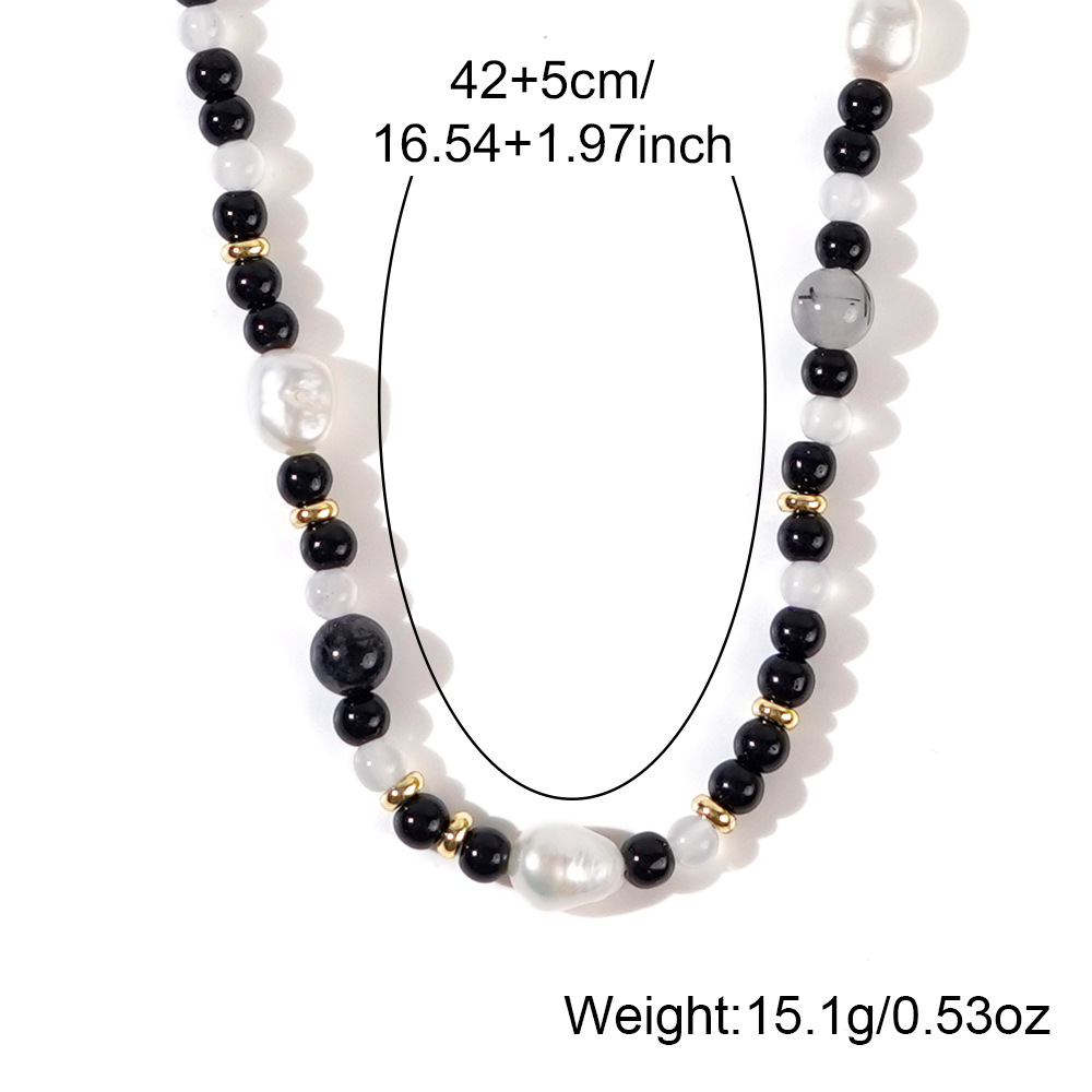 Bohemian Geometric Color Block Baroque Pearls Mixed Materials Women's Necklace display picture 5