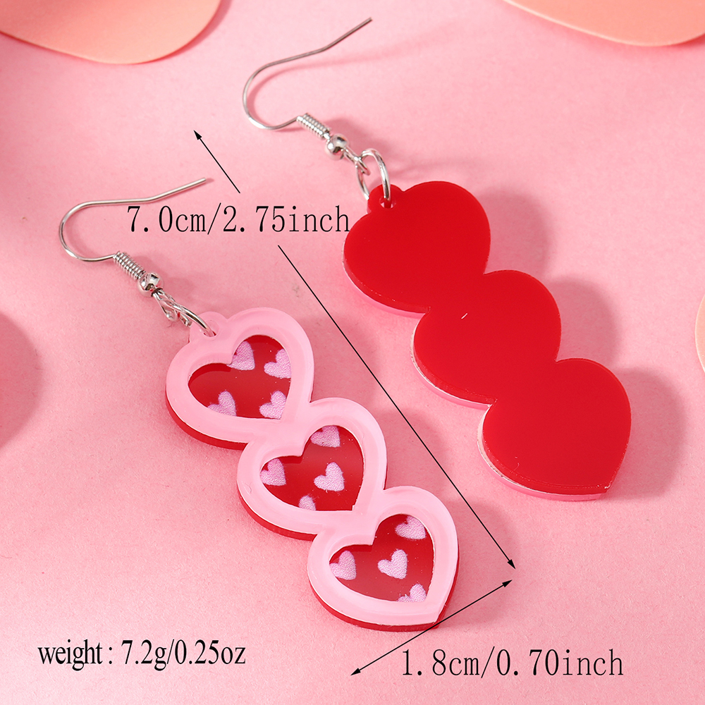 1 Pair Cute Romantic Heart Shape Hollow Out Arylic Silver Plated Drop Earrings display picture 8