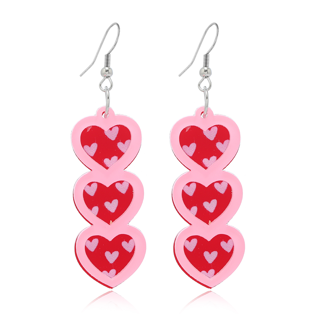 1 Pair Cute Romantic Heart Shape Hollow Out Arylic Silver Plated Drop Earrings display picture 9