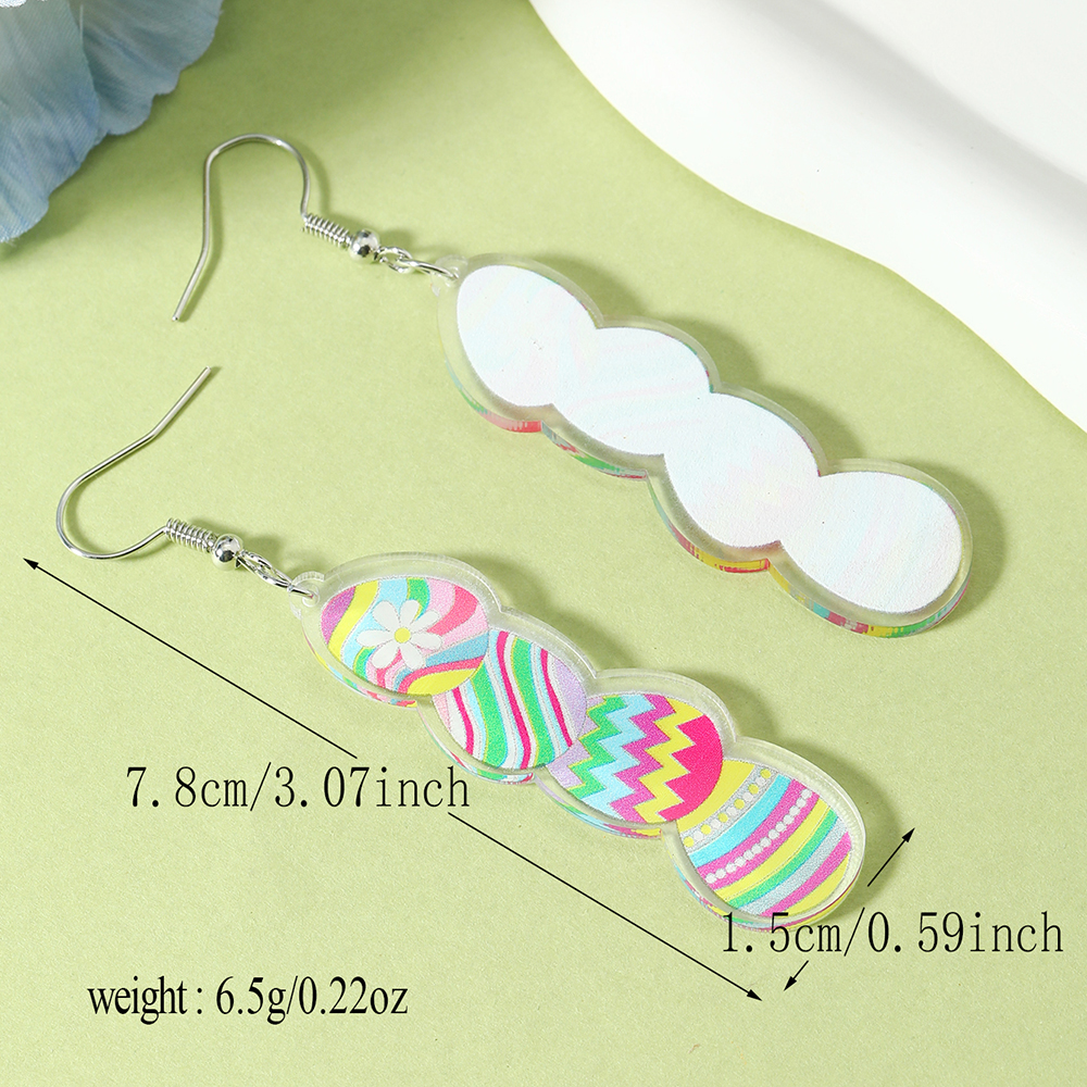 1 Pair Cute Rabbit Cartoon Egg Hollow Out Arylic Silver Plated Drop Earrings display picture 8