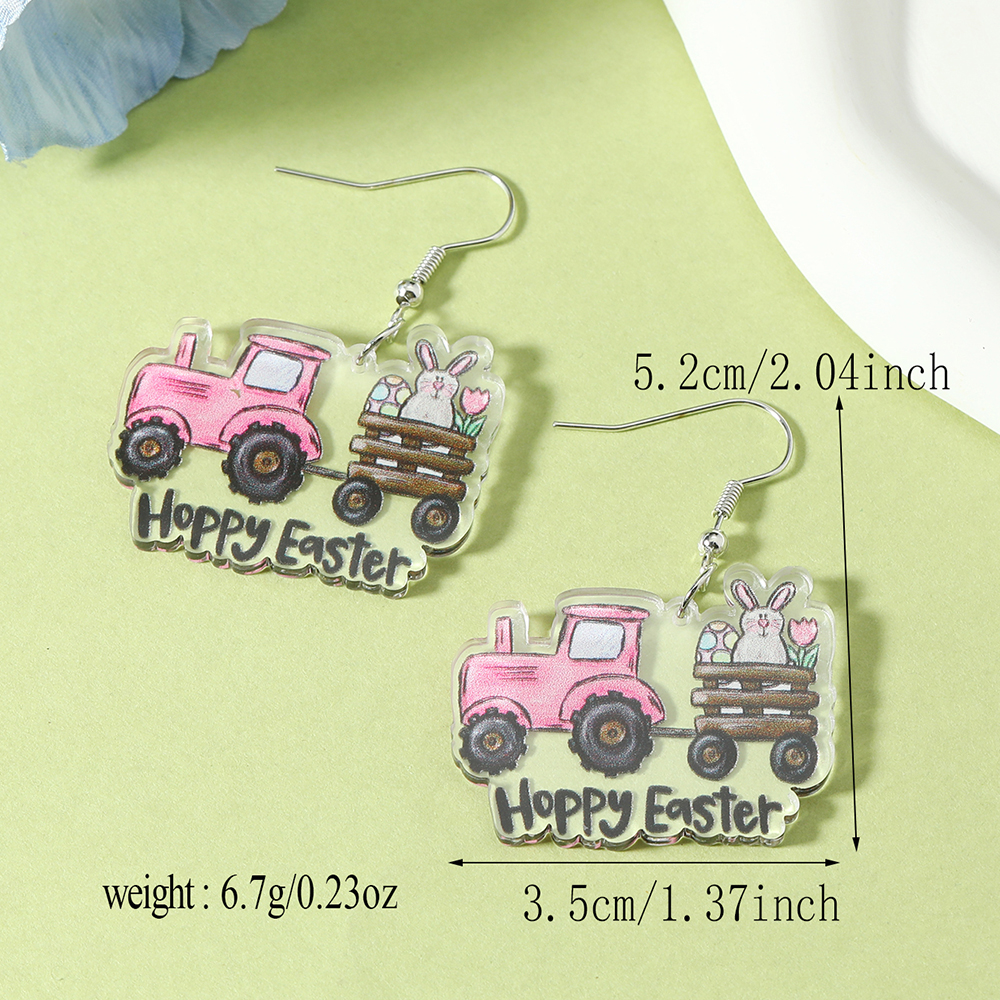 1 Pair Cute Rabbit Cartoon Egg Hollow Out Arylic Silver Plated Drop Earrings display picture 3