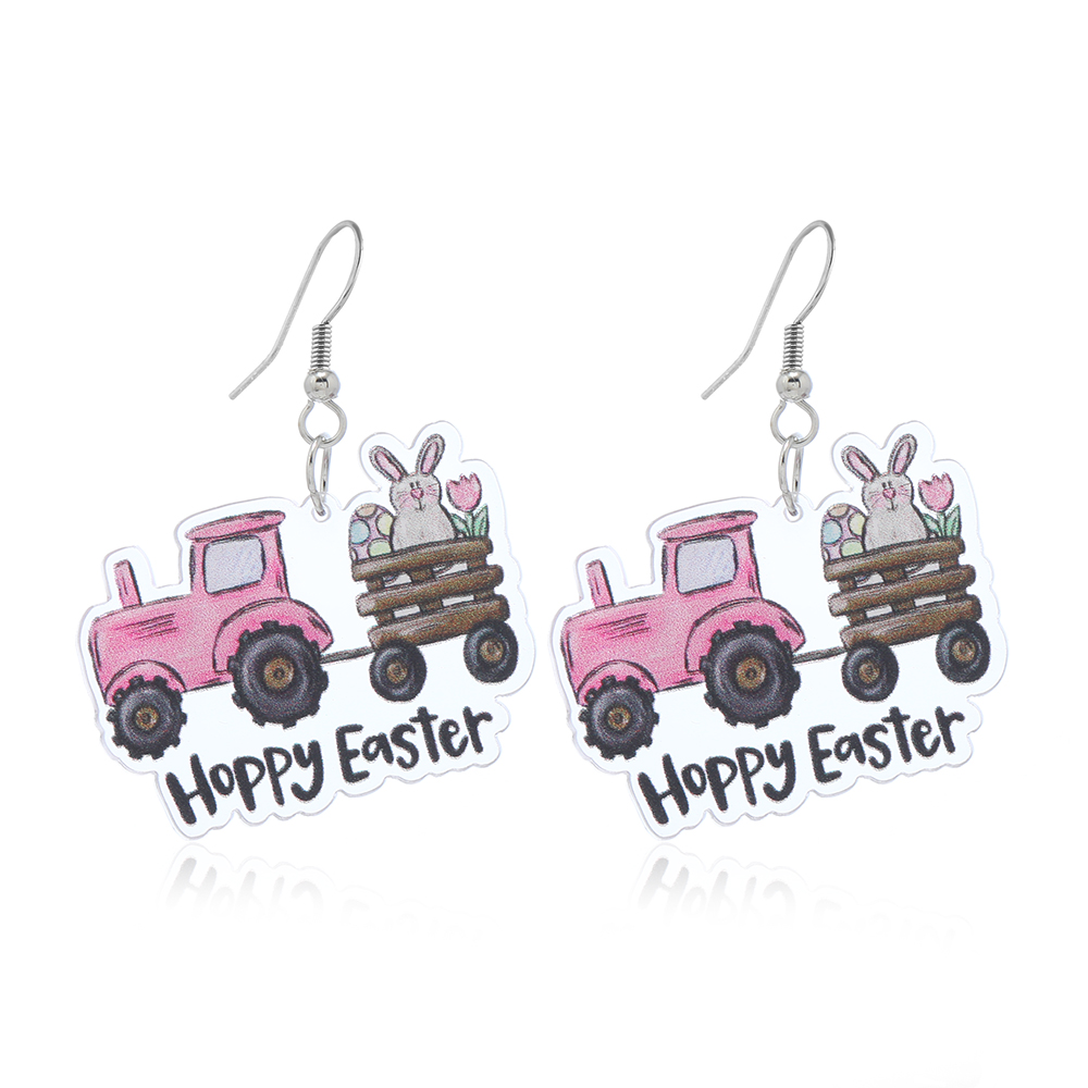 1 Pair Cute Rabbit Cartoon Egg Hollow Out Arylic Silver Plated Drop Earrings display picture 4