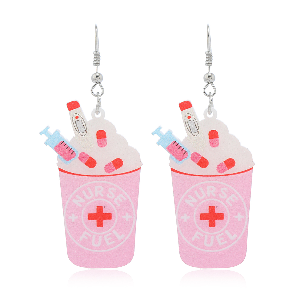 1 Pair Cartoon Style Cute Letter Cup Arylic Silver Plated Earrings display picture 14