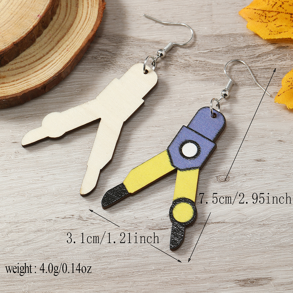 1 Pair Casual Cute Pastoral Book Scissors Pencil Wood Silver Plated Drop Earrings display picture 13