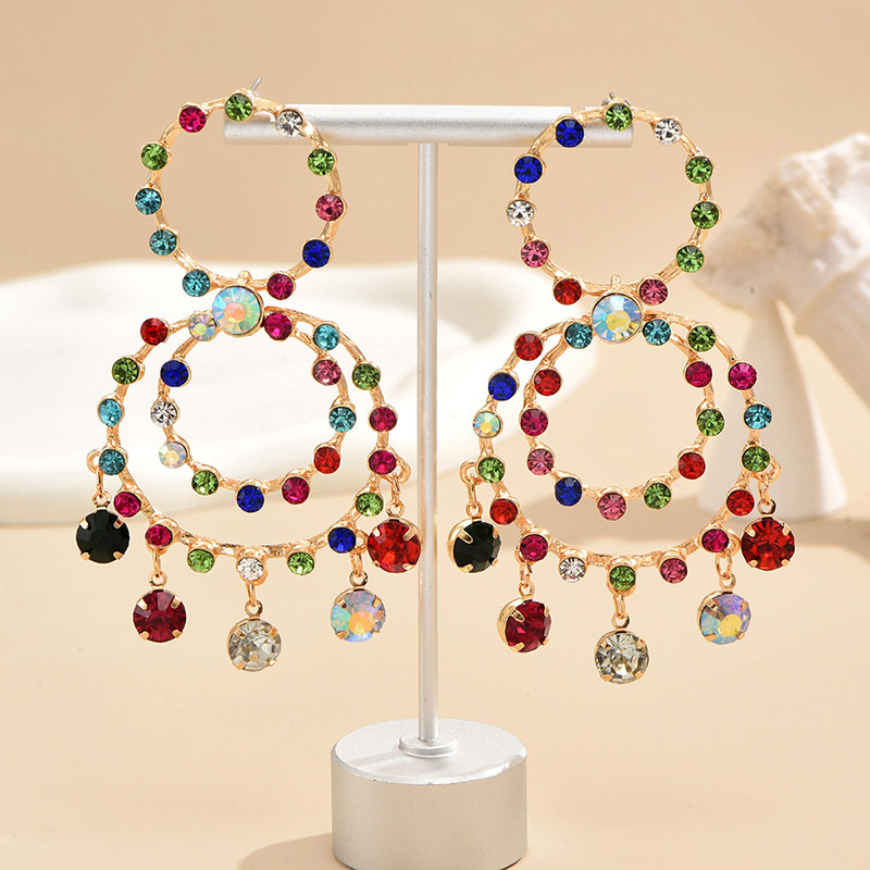 1 Pair Exaggerated Geometric Circle Alloy Drop Earrings display picture 3