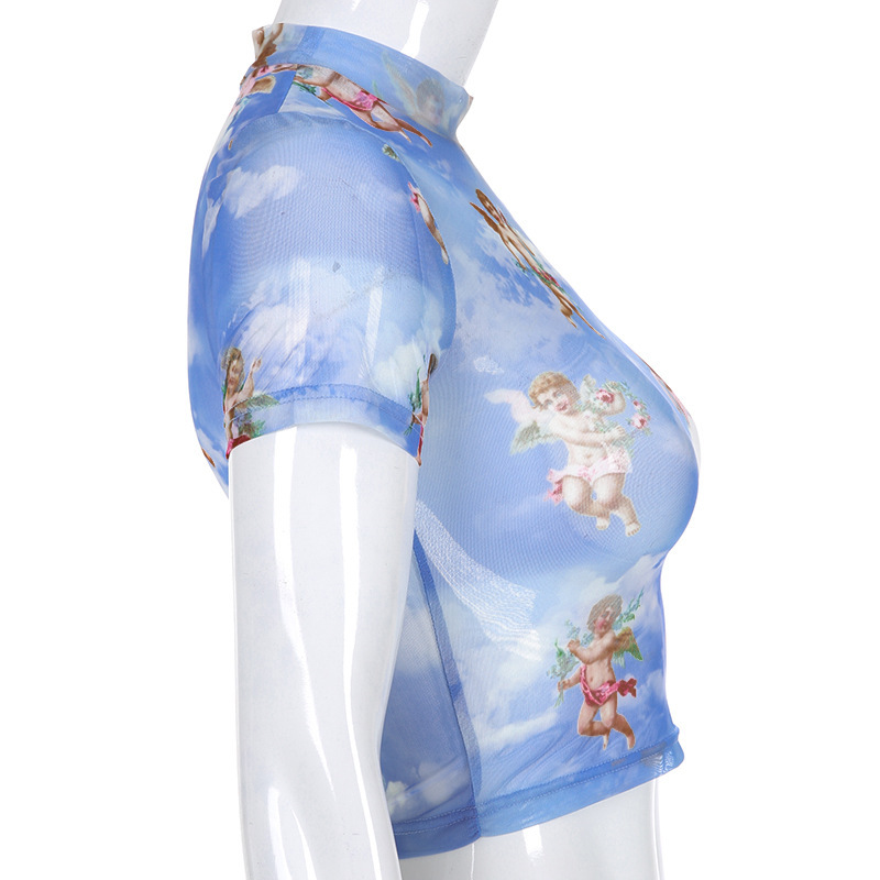 Women's Blouses Sexy Tropical Floral Chiffon High Elastic Crop Tops display picture 3