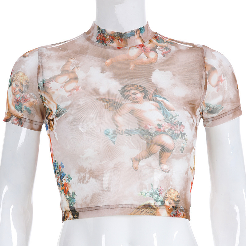 Women's Blouses Sexy Tropical Floral Chiffon High Elastic Crop Tops display picture 6