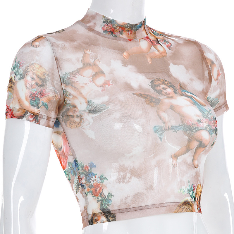 Women's Blouses Sexy Tropical Floral Chiffon High Elastic Crop Tops display picture 8