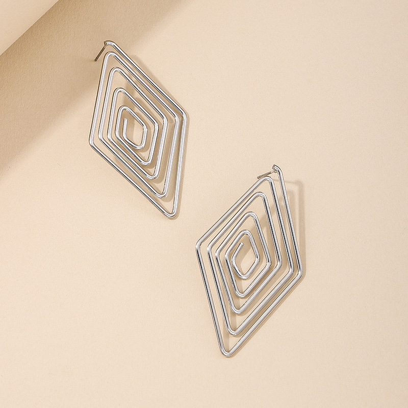 1 Pair IG Style Simple Style Rhombus Alloy Ear Studs display picture 2