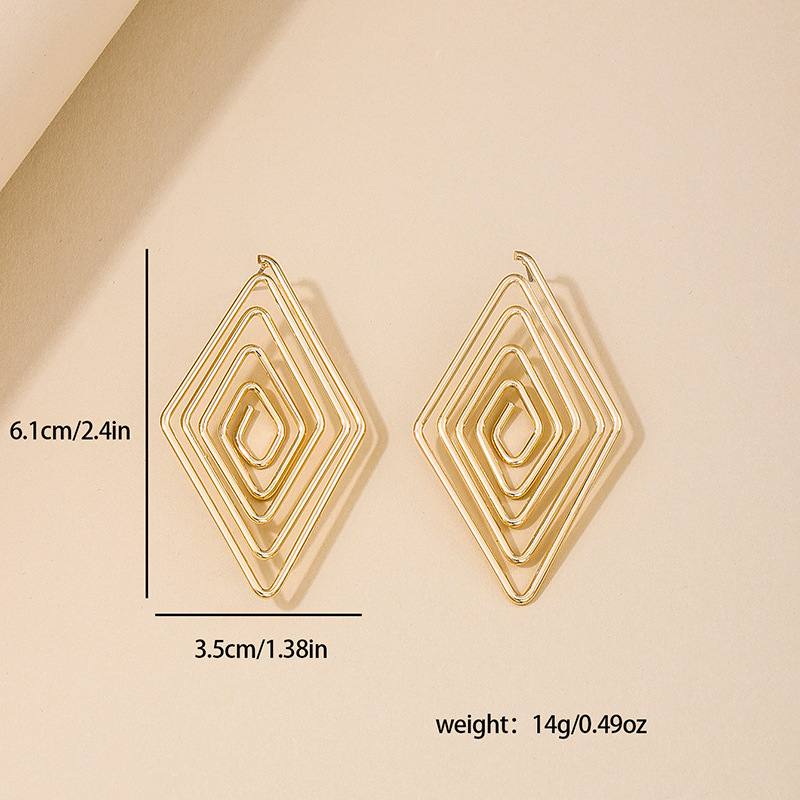 1 Pair IG Style Simple Style Rhombus Alloy Ear Studs display picture 3