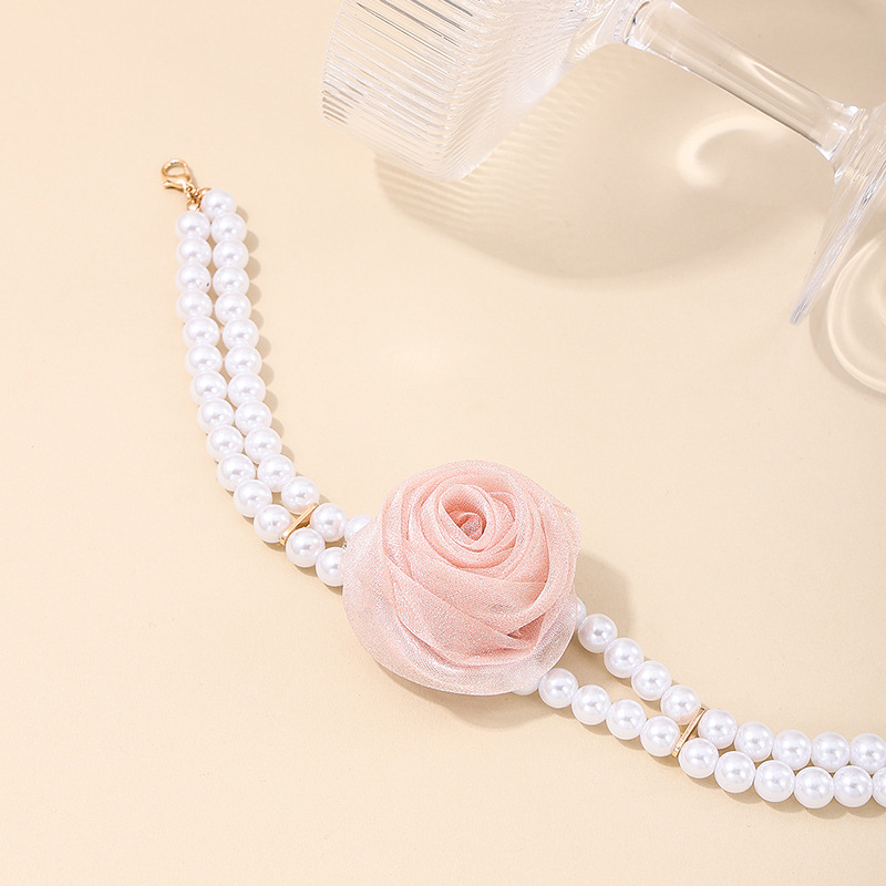 IG Style Simple Style Flower Artificial Pearl Alloy Beaded Plating Women's Choker display picture 3