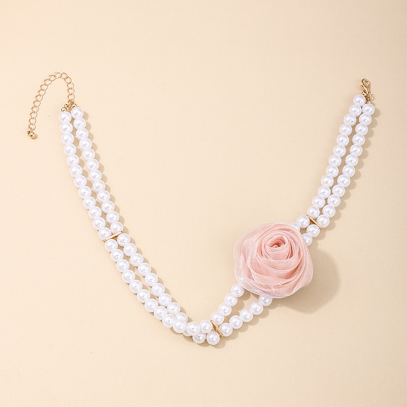 IG Style Simple Style Flower Artificial Pearl Alloy Beaded Plating Women's Choker display picture 2