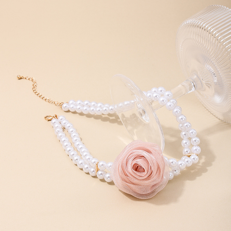 IG Style Simple Style Flower Artificial Pearl Alloy Beaded Plating Women's Choker display picture 1