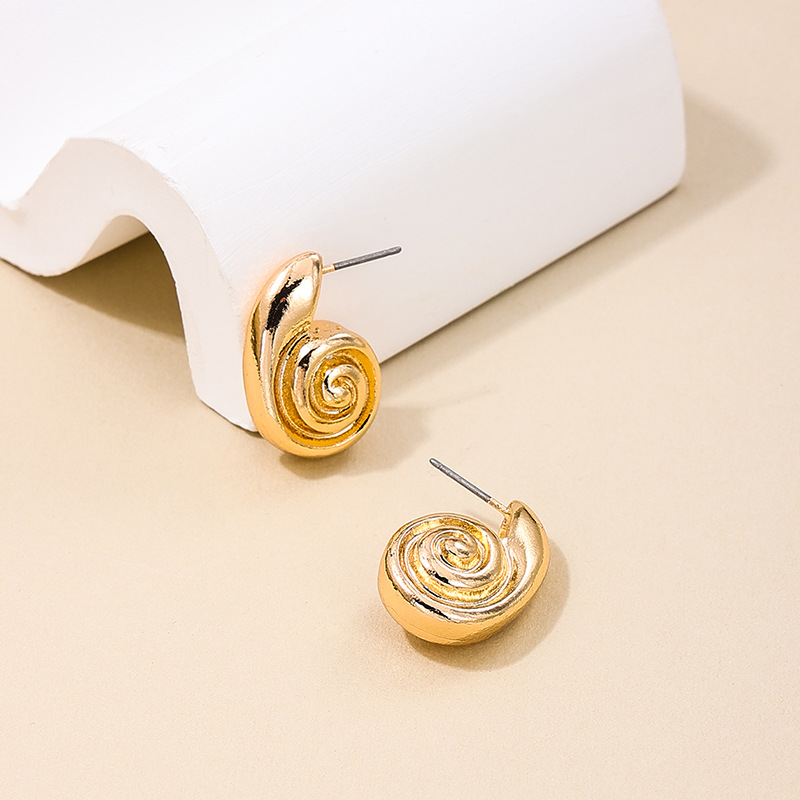 1 Pair IG Style Simple Style Spiral Stripe Plating Alloy Ear Studs display picture 2