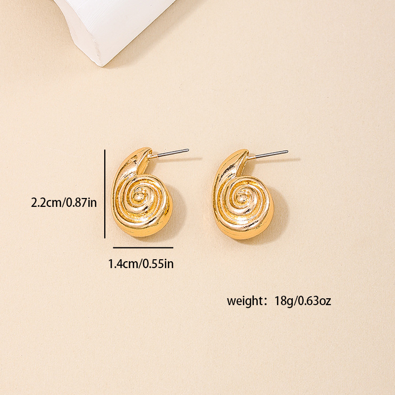 1 Pair IG Style Simple Style Spiral Stripe Plating Alloy Ear Studs display picture 4