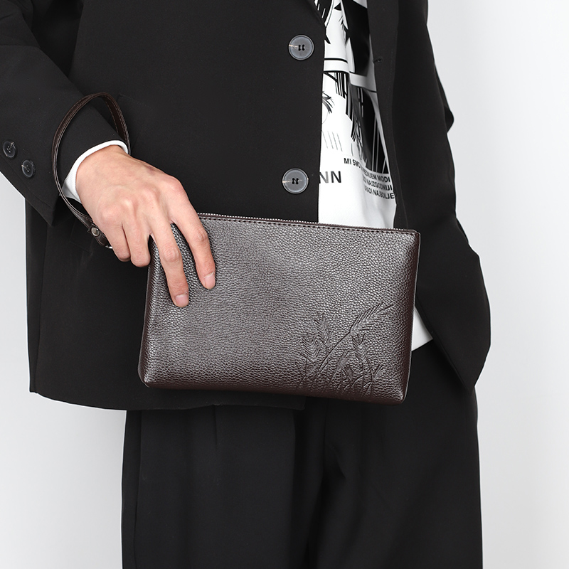 Men's Reed Pu Leather Zipper Clutch Bag display picture 7
